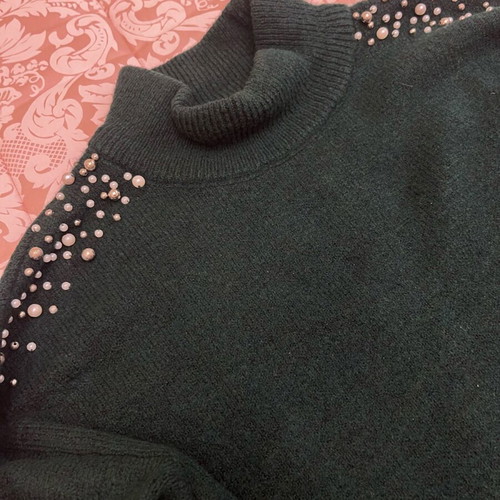 Stradivarius knitted long dress like new, dark green