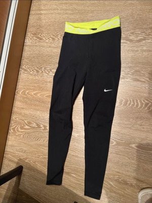 Nike leggings black with yellow waistband, size XS