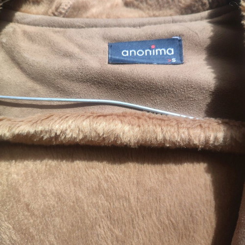 Anonima Montgomery suede coat size S like new, beige with fur lining