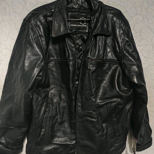 R.EL. LEATHER COLLECTION leather jacket new, black, size L