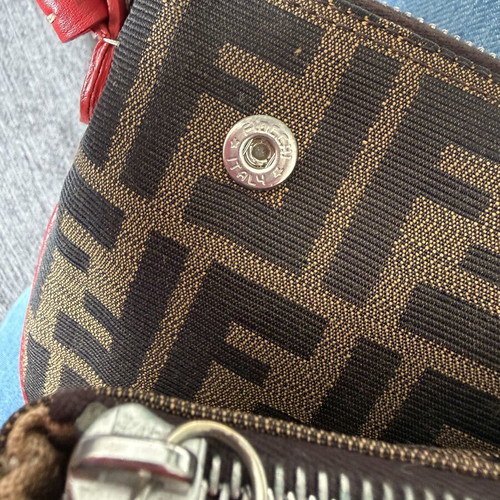 Fendi Zucca Two-Part Vintage Crossbody Bag, brown and red