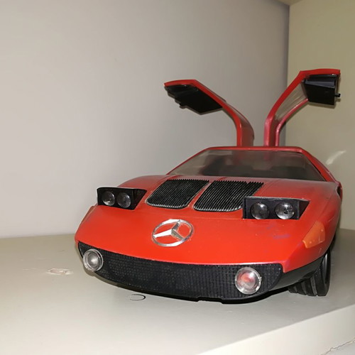 Mercedes C111 Rex plastic toy car used, missing steering wheel, 1980s