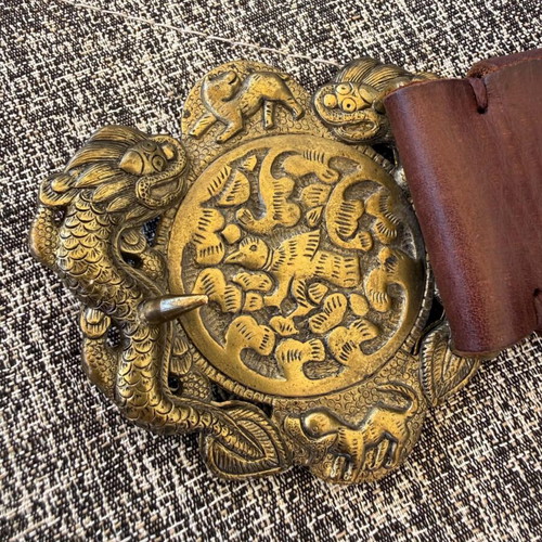 Lucky Brand leather belt Dragon used, 100 cm, brown