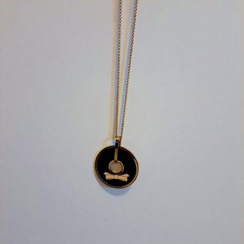 Loisir long necklace 42cm chain with black pendant gold-plated steel like new