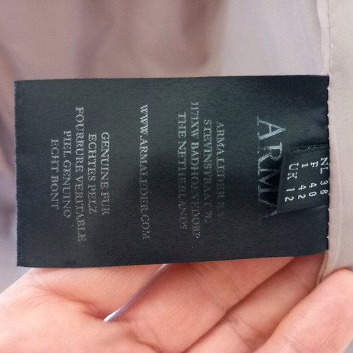 Arma leather rabbit fur coat like new, grey-beige, size S