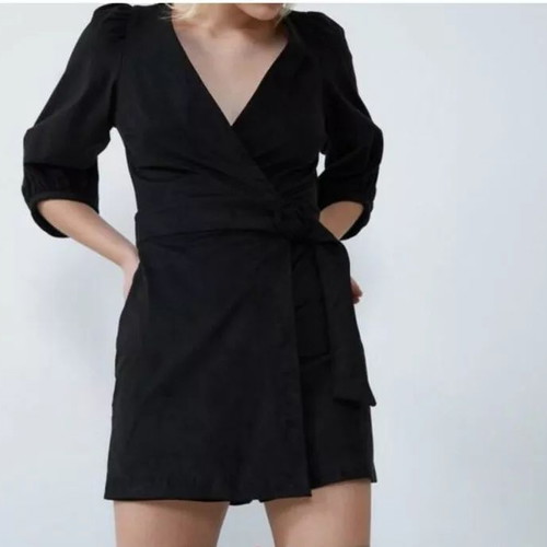 Zara one-piece faux suede jumpsuit new, black, size XS