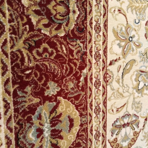 Merinos Yun wool rug 2.00x3.00 with ecru base and burgundy border