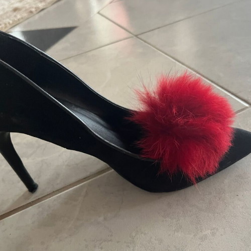 Heels size 39 like new synthetic suede with natural fox fur