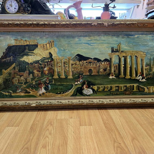 Philhellenic painting used on large plywood panel