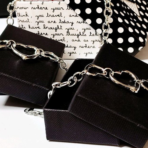 Theree Hearts Jewelry Set new, stainless steel pendant and bracelet