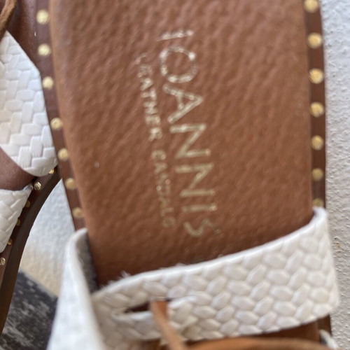 Ioannis leather gladiator sandals size 37 like new, white and brown