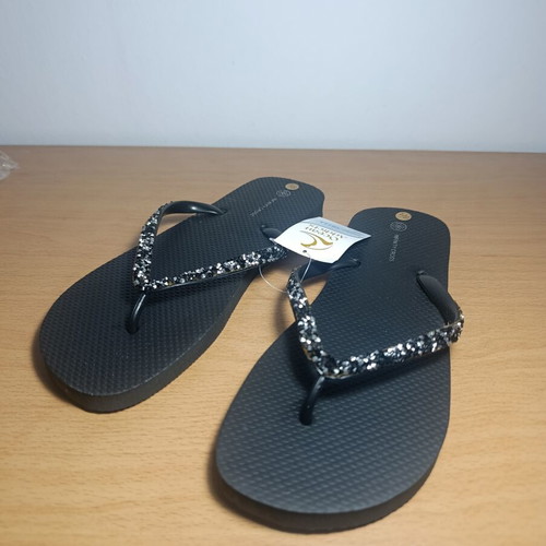 Infinity Cross flip flops with rhinestones, size 41/42