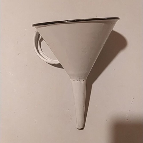 Enamel funnel 12 cm used, vintage 60s-70s