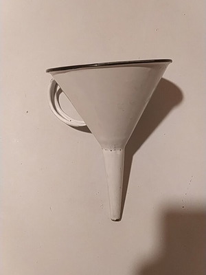 Enamel funnel 12 cm used, vintage 60s-70s