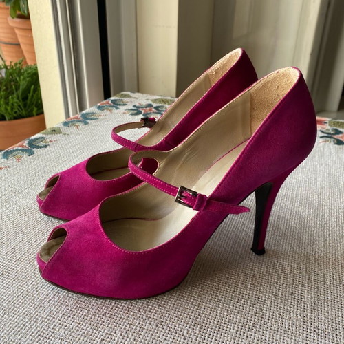 Vintage leather suede high heel pumps size 38 used pink J. BOURNAZOS
