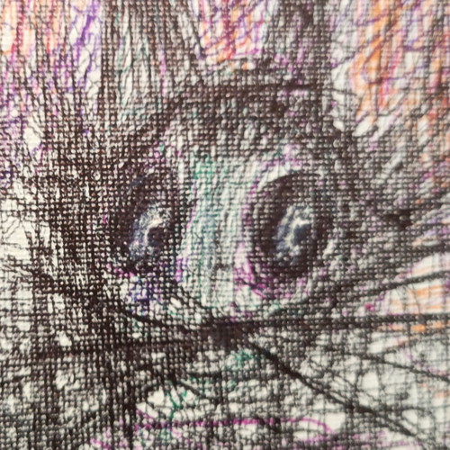 Modern art cat painting with kitten, signed original