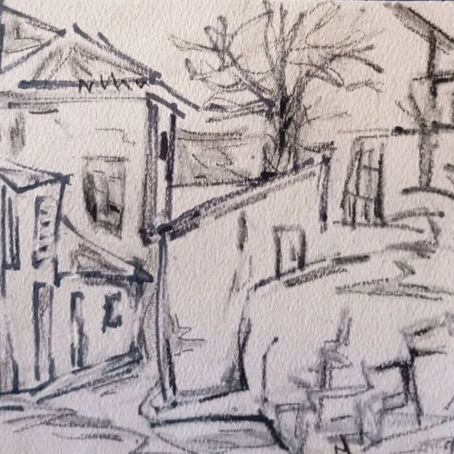 Charcoal drawing used on paper 25x16.5 cm