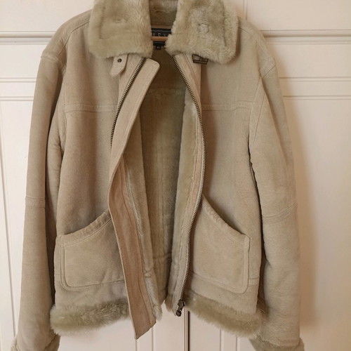Suede leather jacket used, beige, size XL