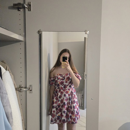 Abstracto floral dress, white multicolor