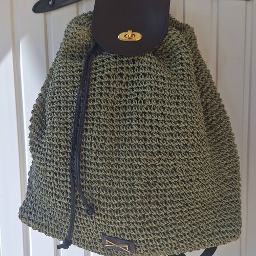 Achilleas Accessories Straw Backpack new, khaki green