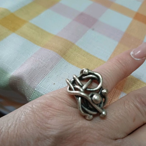 Steel chevalier ring new, handmade adjustable