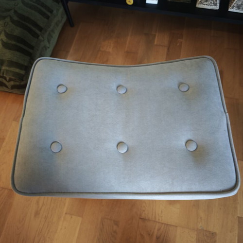 Armchair, stool and cushion set like new, beige fabric