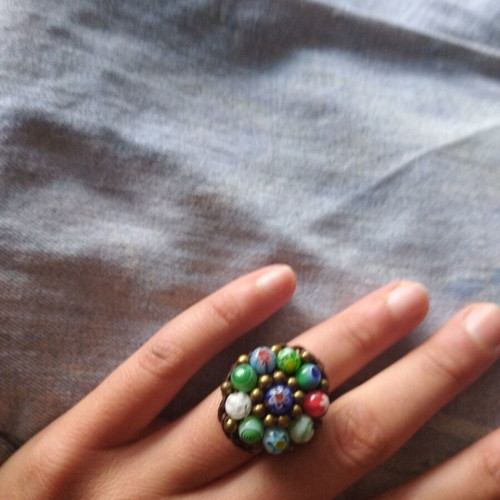 Beaded ring adjustable size handmade