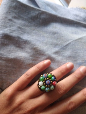 Beaded ring adjustable size handmade