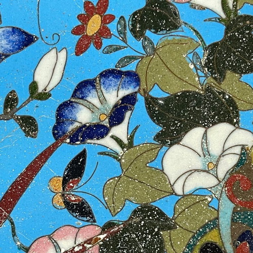 Japanese Meiji era cloisonné plate used, enamel on copper