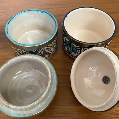 Handmade ceramic jars set of 2 like new with Moroccan aesthetic