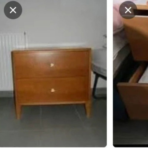 Solid wood nightstand with two large drawers