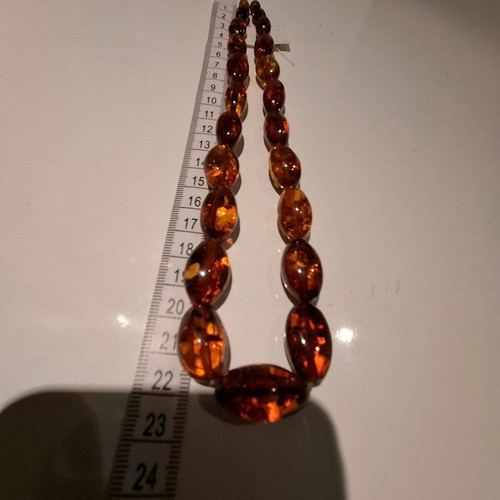 Necklace of solid natural Baltic amber, 23 beads, length 46 cm