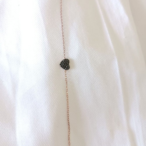 Copper bracelet with heart and black rhinestones new