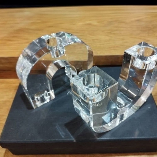 Holfeuer Crystal Design candle holders set of 2, new