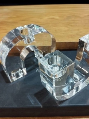 Holfeuer Crystal Design candle holders set of 2, new