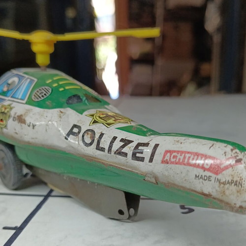 Tin German Police Helicopter vintage, used, 13 cm, collectible