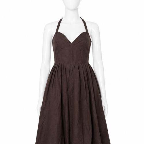 Stefanel linen brown dress new, size XS
