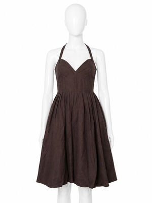 Stefanel linen brown dress new, size XS