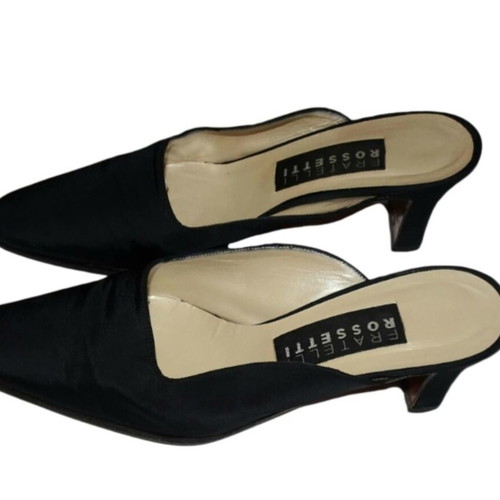 Fratelli Rossetti satin mules like new, size 35.5, black