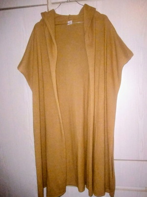 Wool cape with hood like new, beige