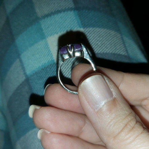 Women's ring with purple matte amethyst stone like new