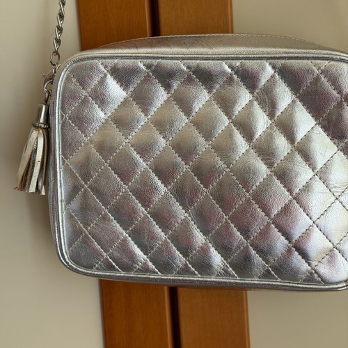 Leather crossbody bag silver like new