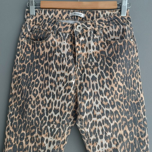Nina Carter leopard denim pants, size M / 38