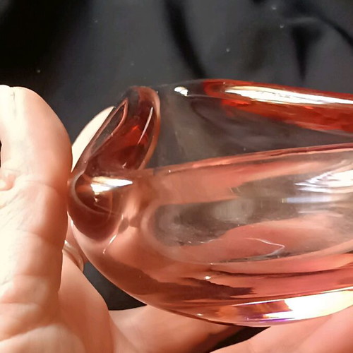 Glass ashtray used pink Murano style vintage collectible