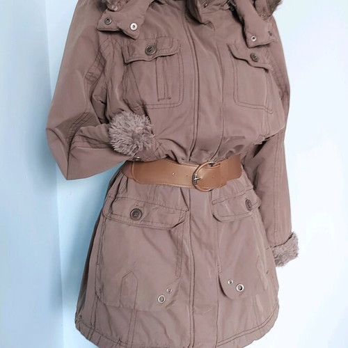 Cecil warm parka coat used, beige, large size