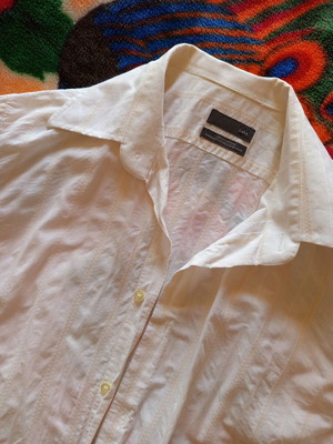 Zara shirt L new, cotton, white and yellow