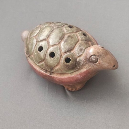 Ceramic turtle ocarina used, vintage