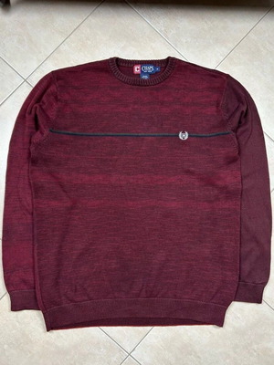 Chaps Men's Marled Knit Burgundy Sweater M 100% Cotton Like New