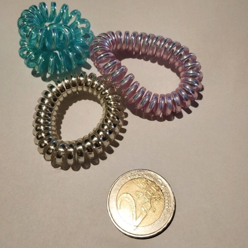 Telephone cord hair ties multicolor, pack of 3, new