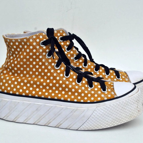 Converse All Star Polka Dot Double Sole High Top Sneakers, size 41